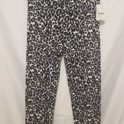 J Crew Factory AL017 Capri Leggings XXS Black White Animal Print Yoga Workout